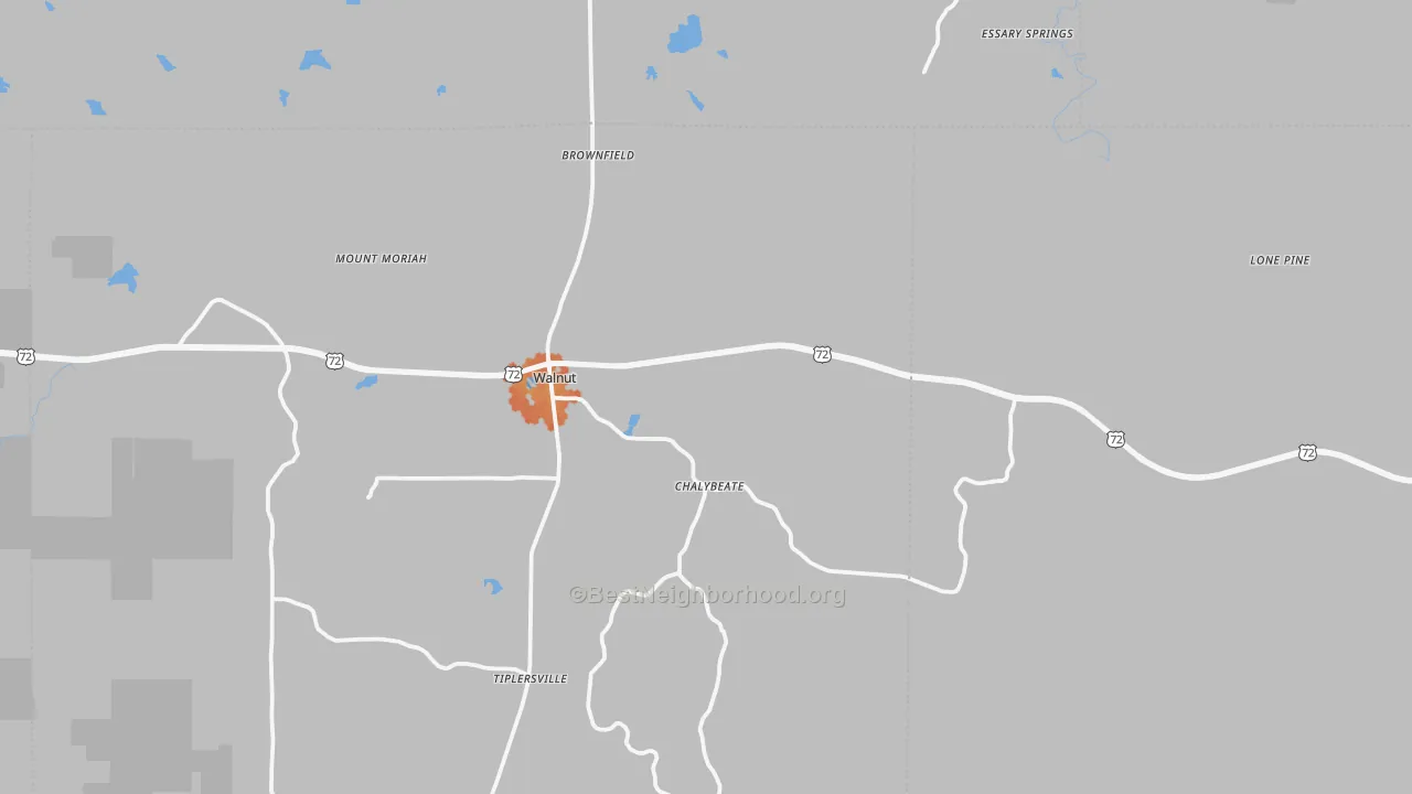 Bike Grade map of Walnut, MS