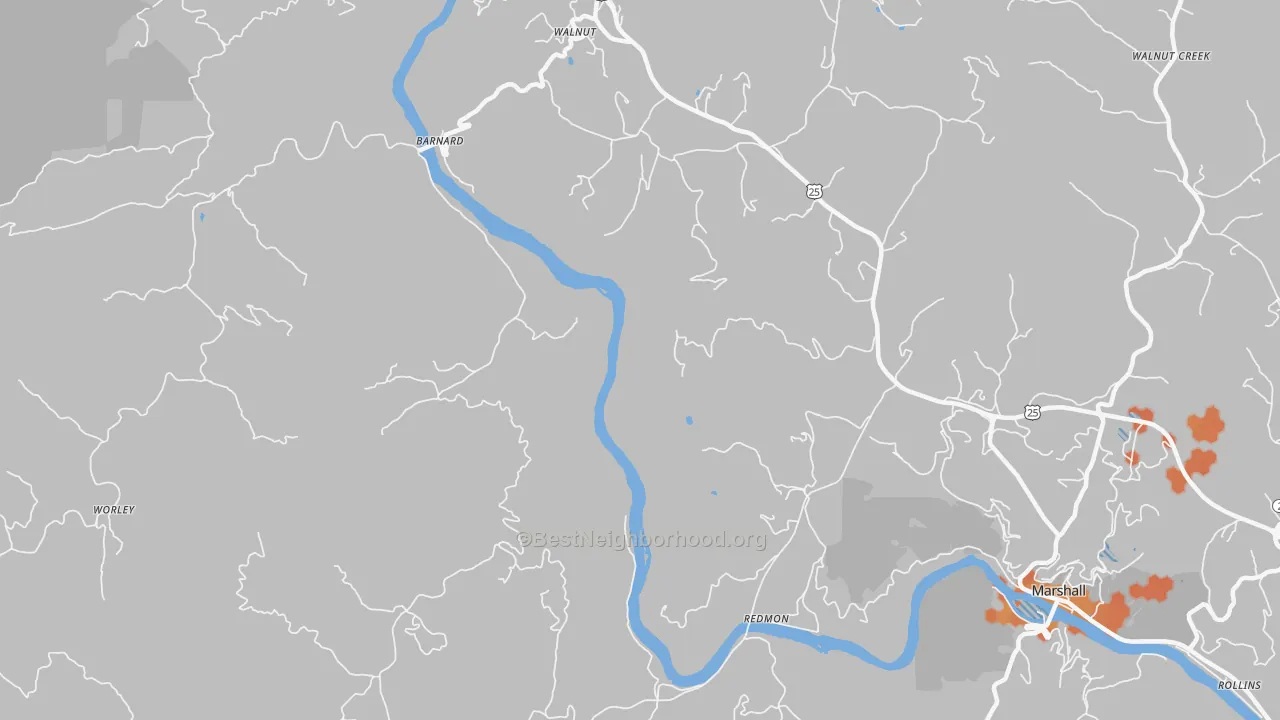 Bike Grade map of Walnut, NC