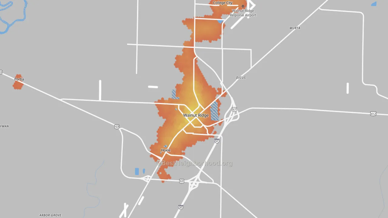 Bike Grade map of Walnut Ridge, AR