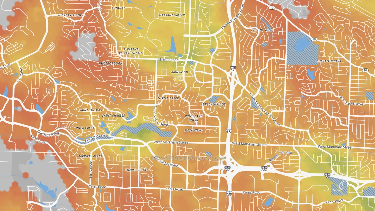 Bike Grade map of Walnut Valley, Little Rock, AR
