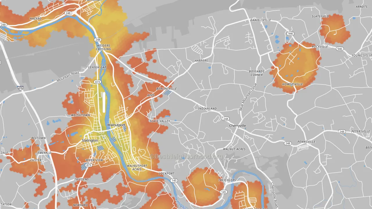 Bike Grade map of Walnutport, PA