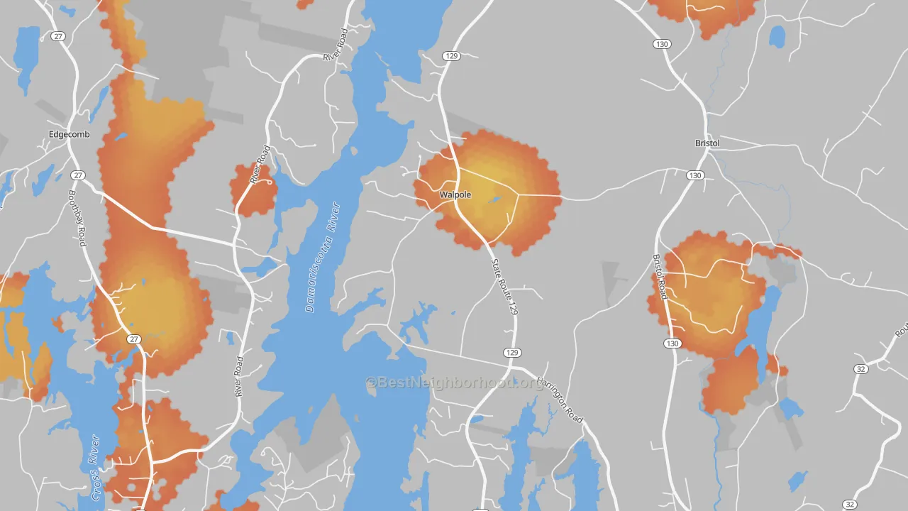 Bike Grade map of Walpole, ME