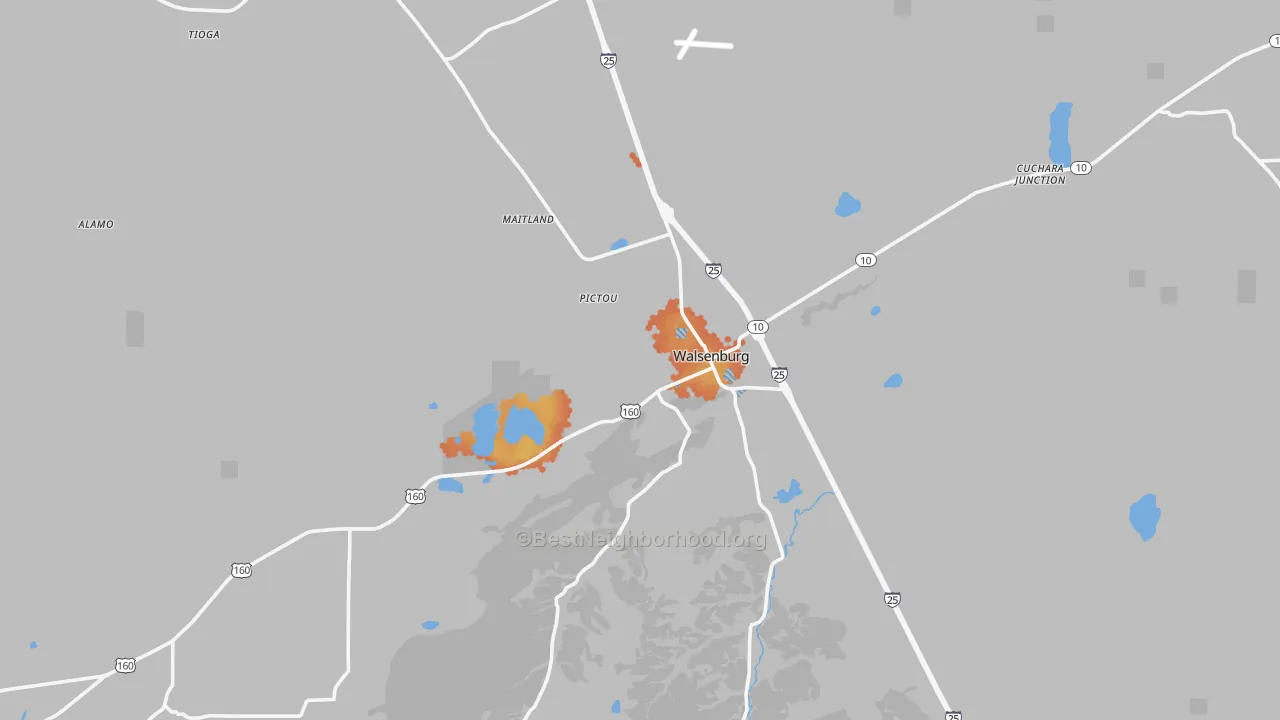 Bike Grade map of Walsenburg, CO