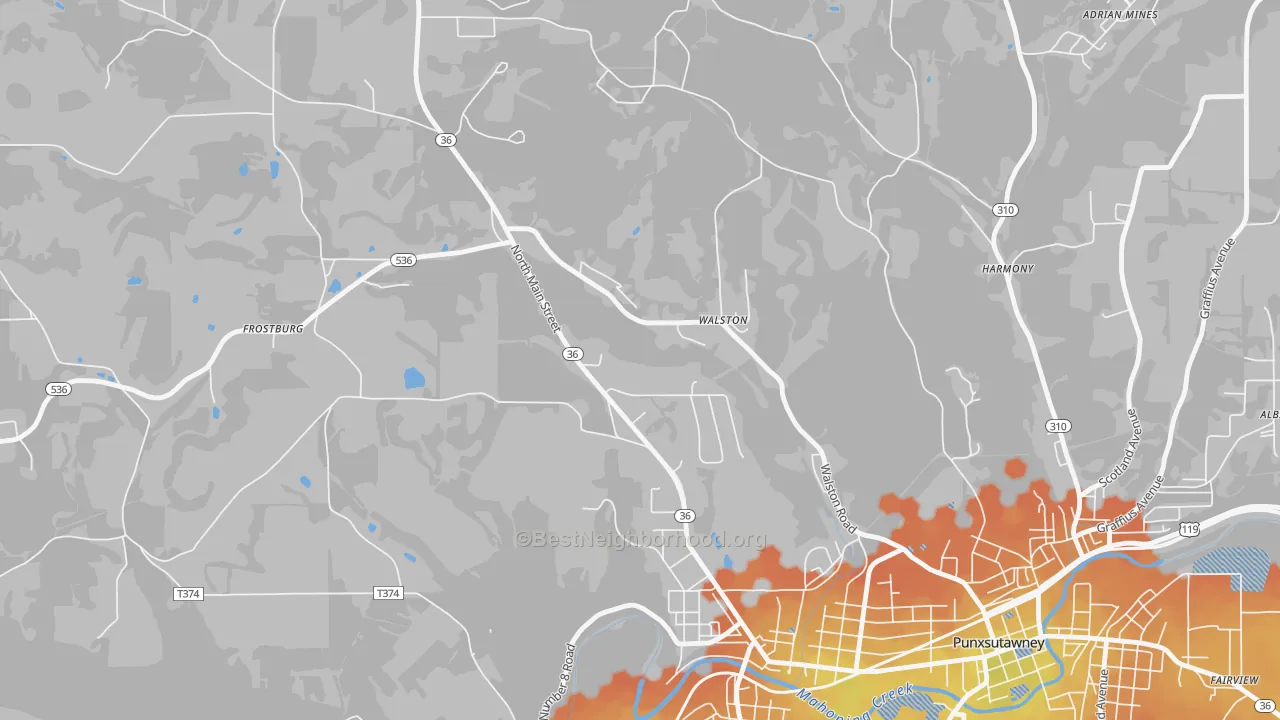 Bike Grade map of Walston, PA