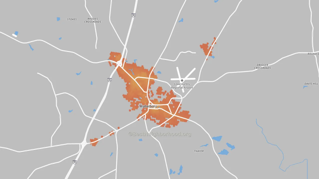Bike Grade map of Walterboro, SC