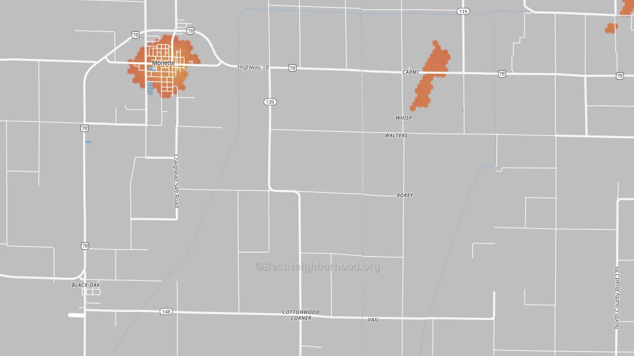 Bike Grade map of Walters, AR