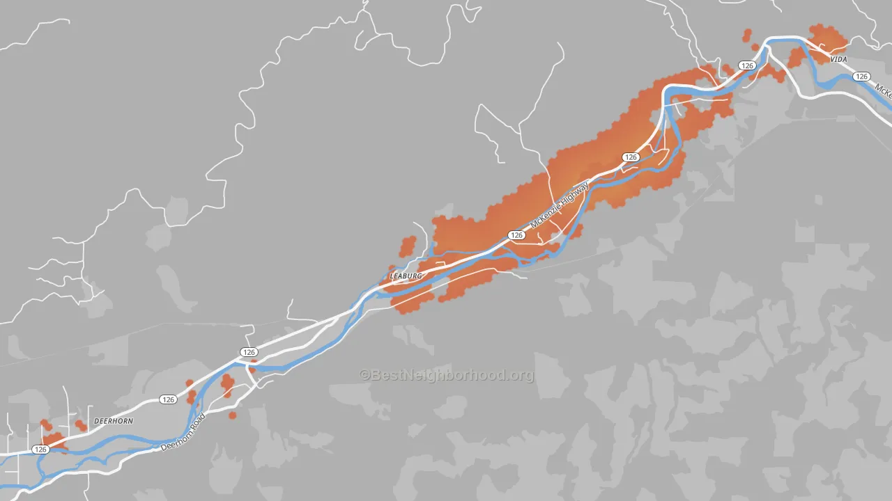 Bike Grade map of Walterville, OR