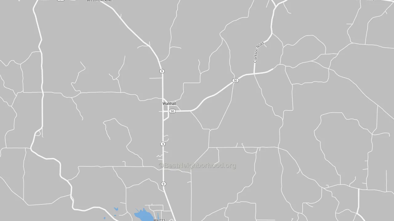 Bike Grade map of Walthall, MS