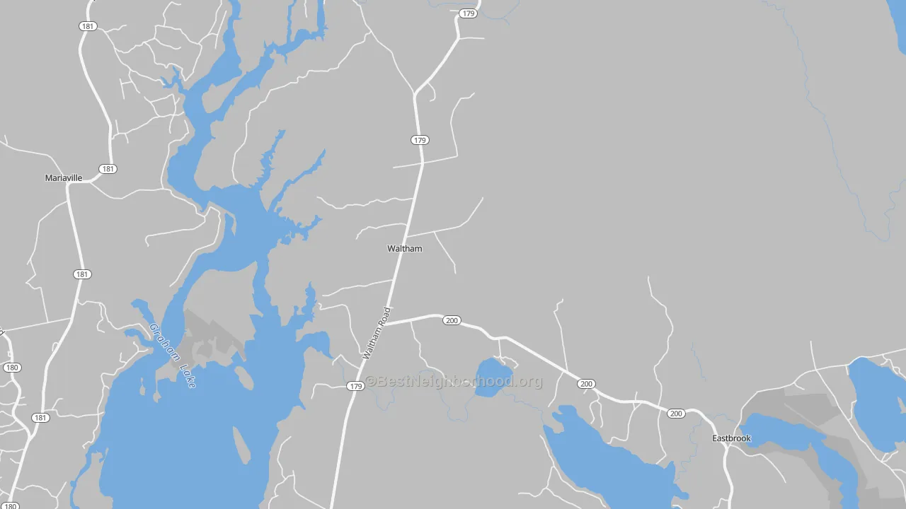 Bike Grade map of Waltham, ME