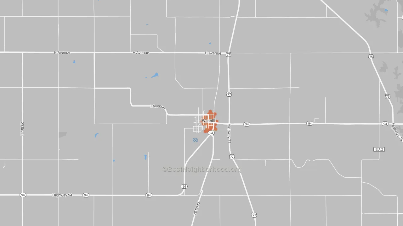 Bike Grade map of Walthill, NE