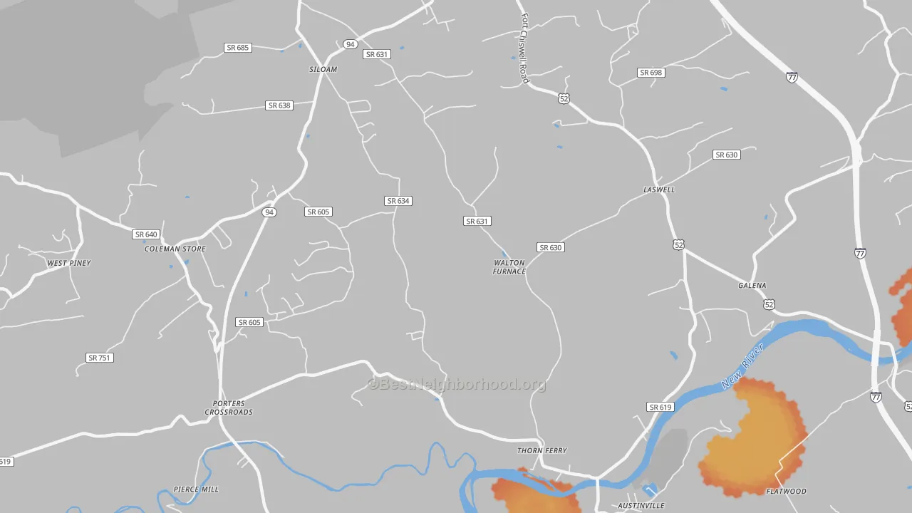 Bike Grade map of Walton Furnace, VA