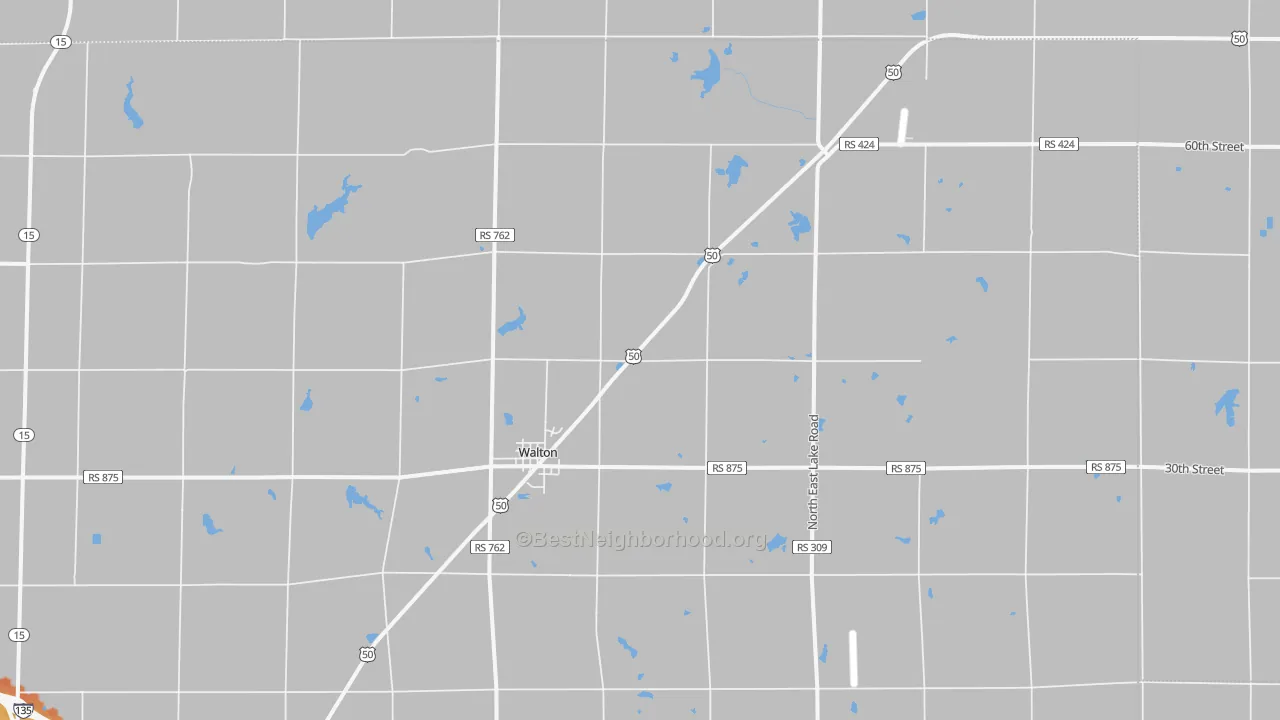 Bike Grade map of Walton, KS