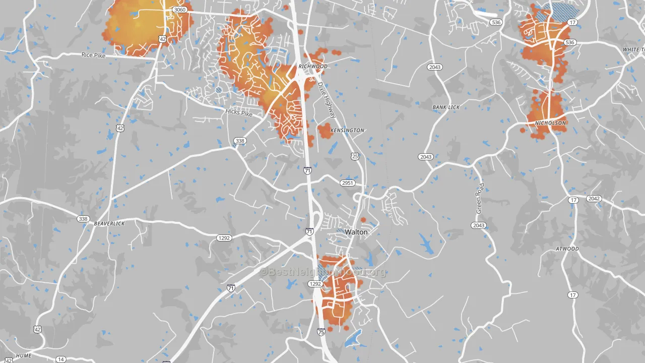 Bike Grade map of Walton, KY