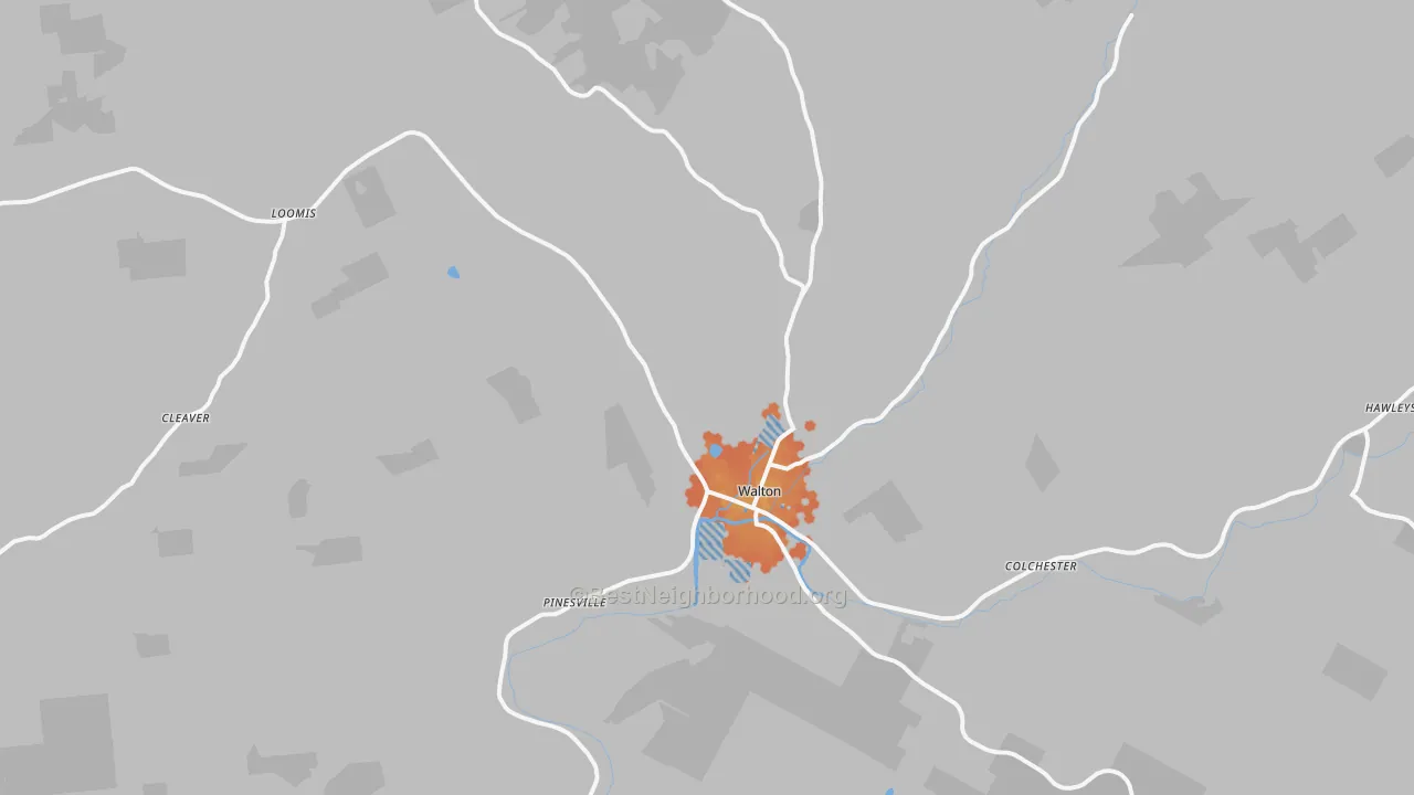 Bike Grade map of Walton, NY