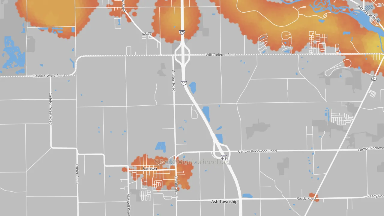 Bike Grade map of Waltz, MI