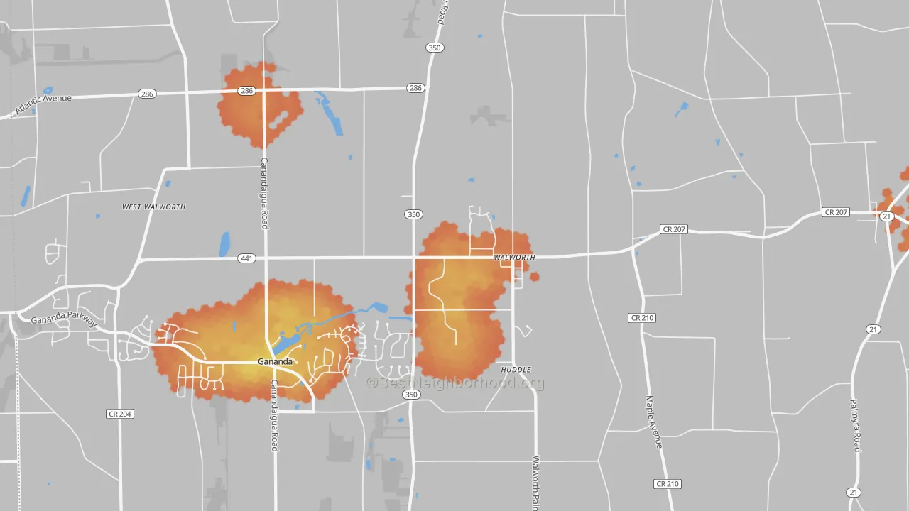 Bike Grade map of Walworth, NY