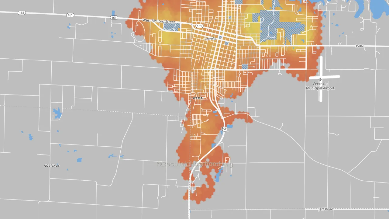 Bike Grade map of Wamac, IL