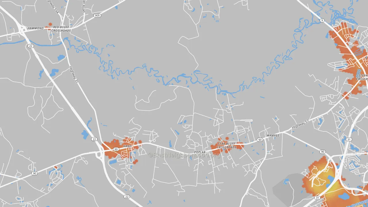 Bike Grade map of Wampee, SC