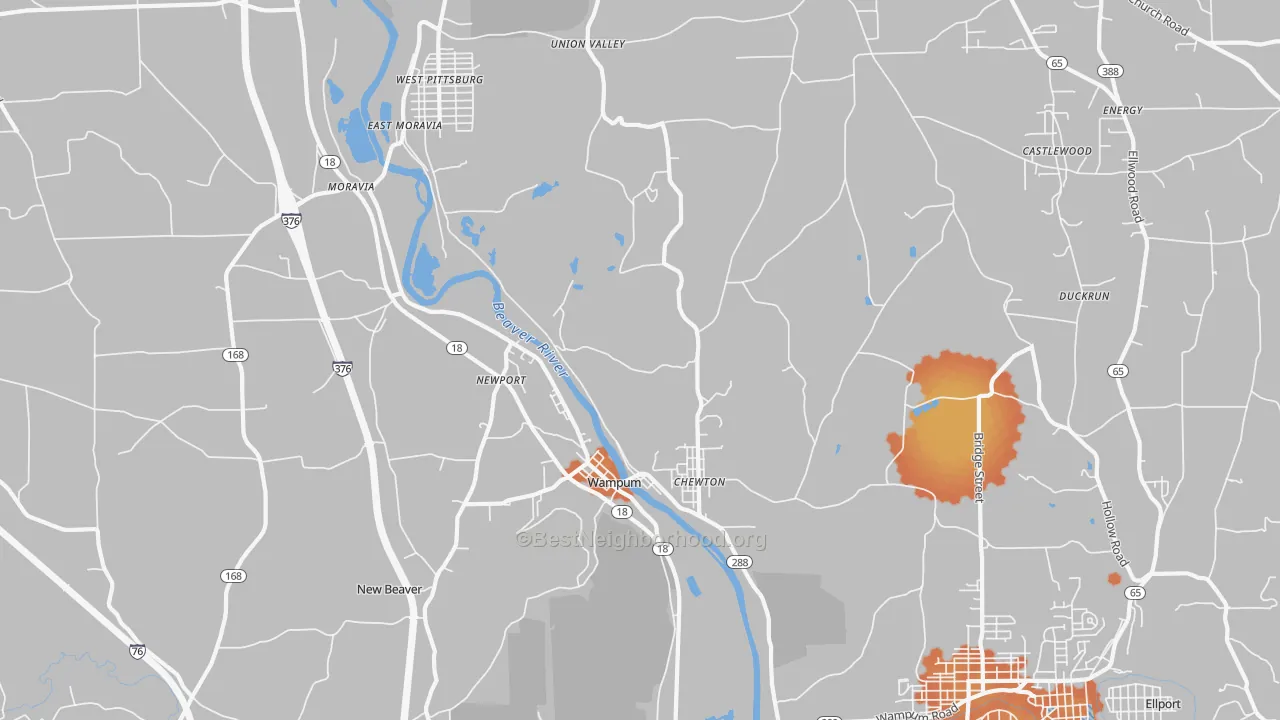 Bike Grade map of Wampum, PA
