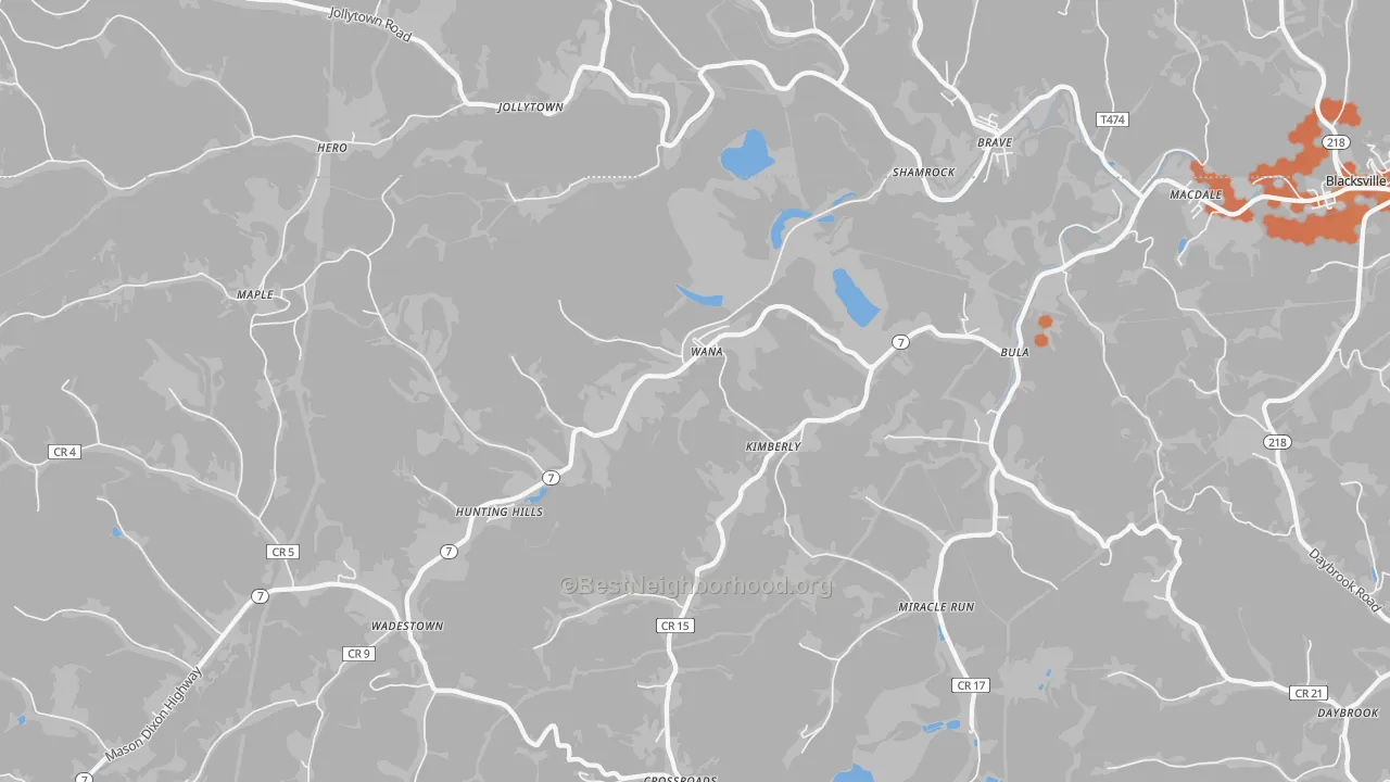 Bike Grade map of Wana, WV