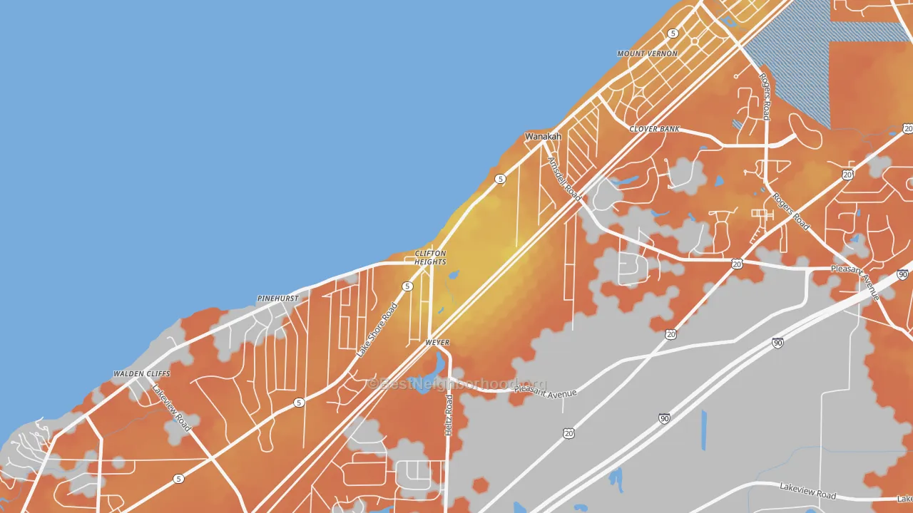 Bike Grade map of Wanakah, NY