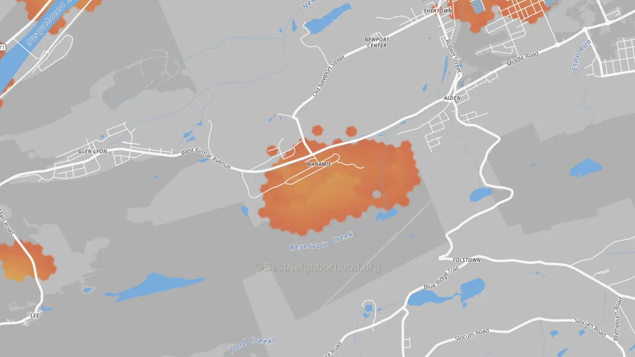 Bike Grade map of Wanamie, PA