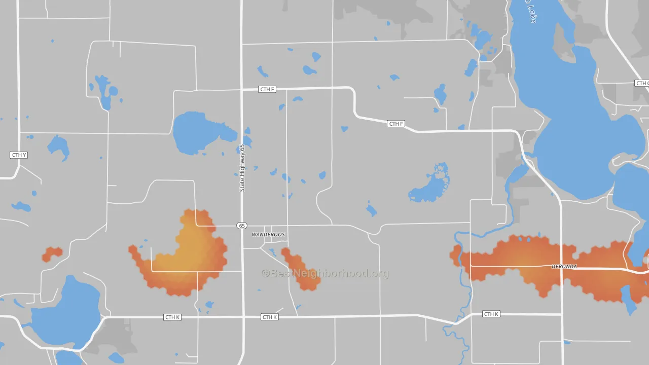 Bike Grade map of Wanderoos, WI