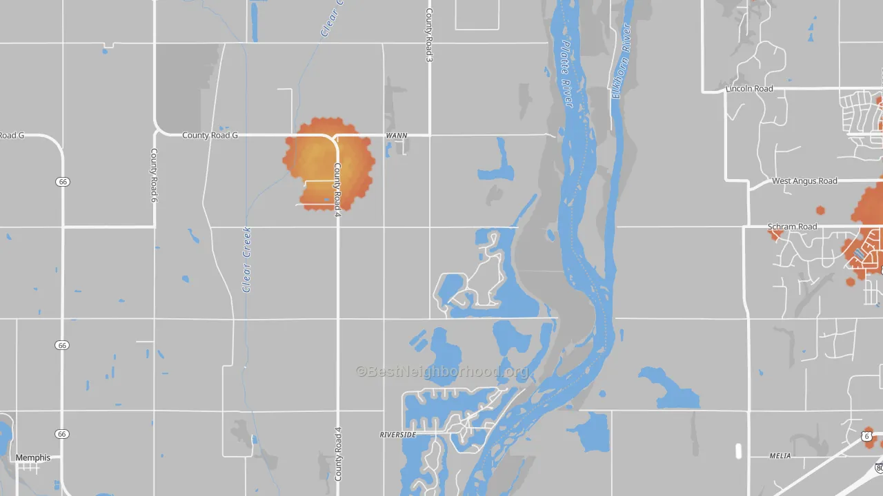 Bike Grade map of Wann, NE