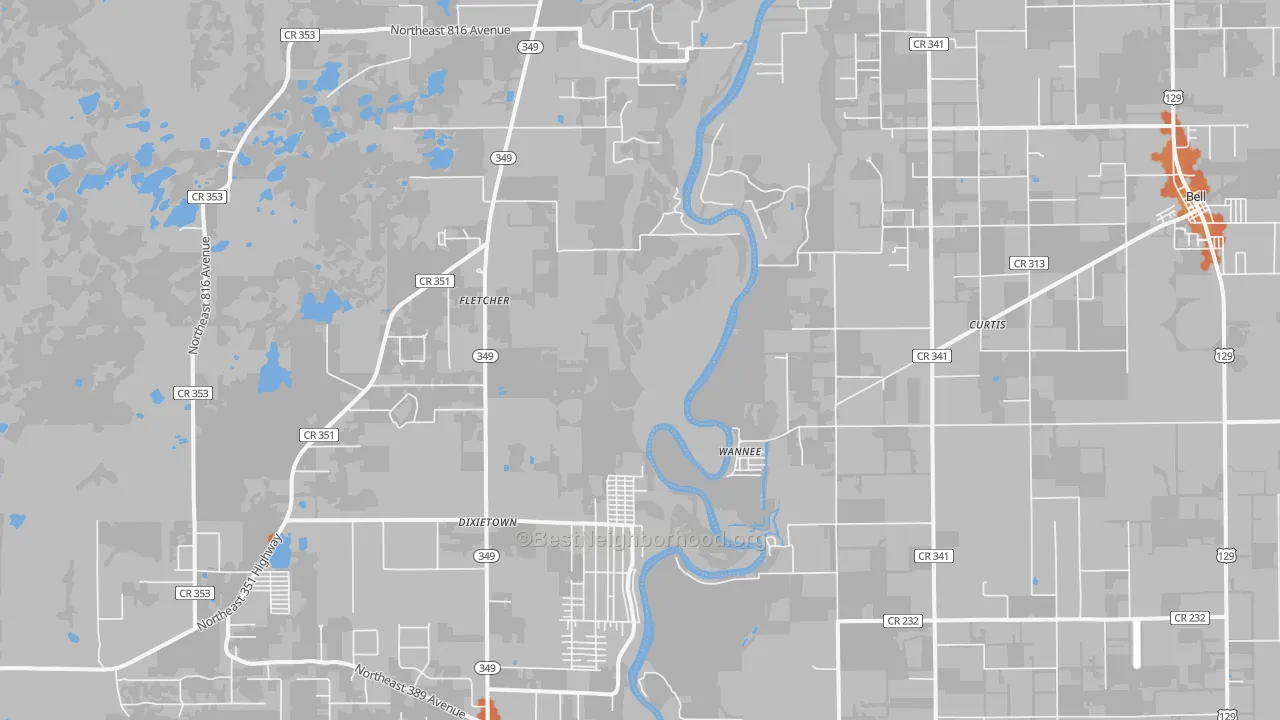 Bike Grade map of Wannee, FL