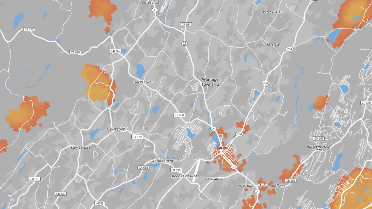 Bike Grade map of Wantage, NJ