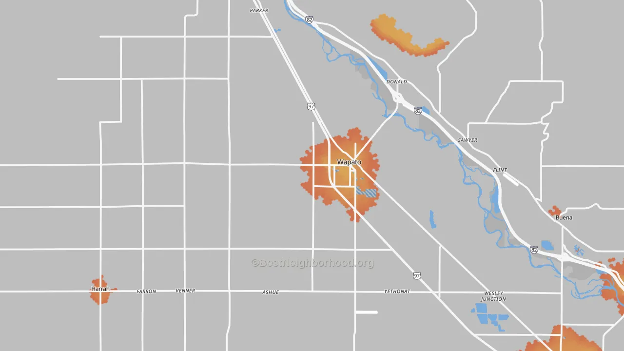 Bike Grade map of Wapato, WA