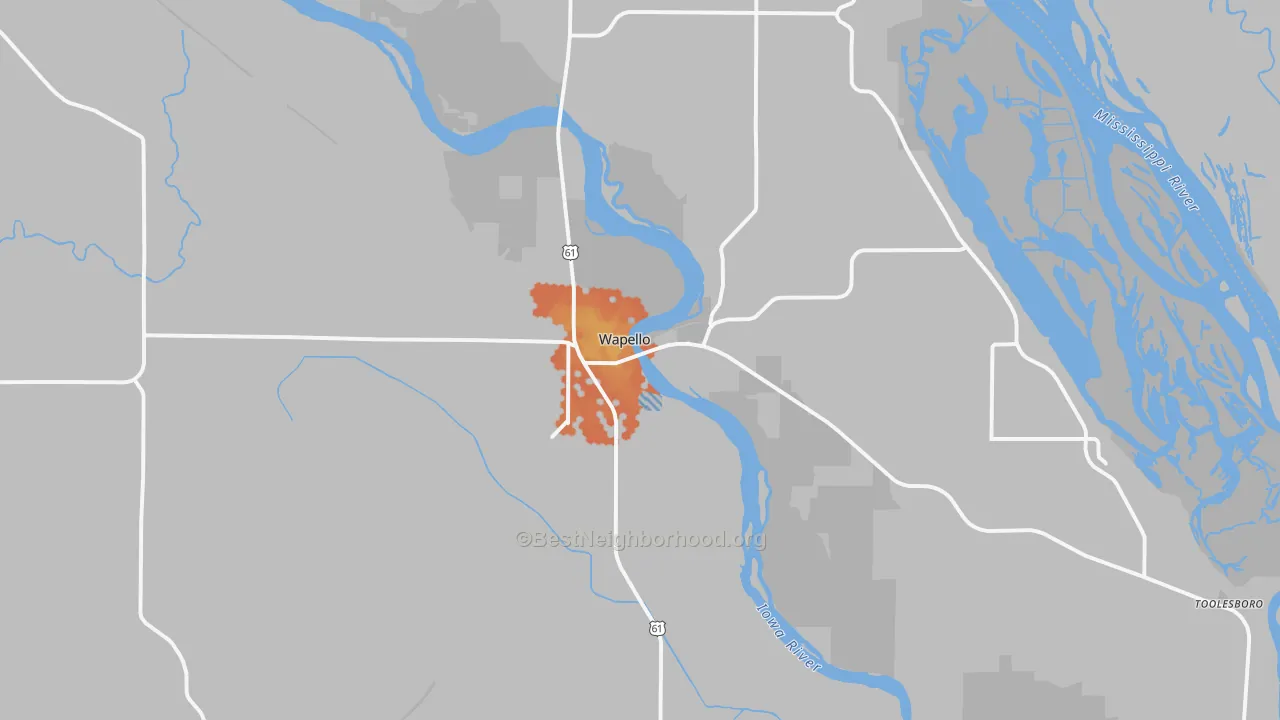 Bike Grade map of Wapello, IA