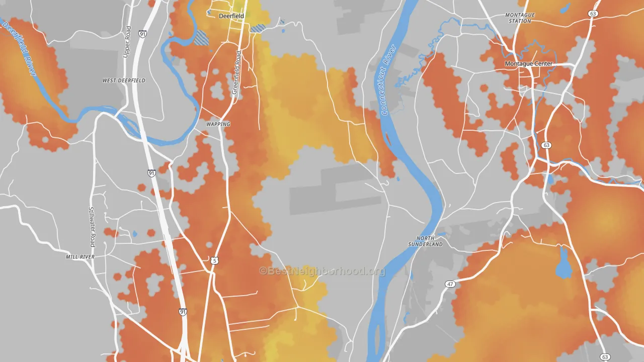 Bike Grade map of Wapping, MA