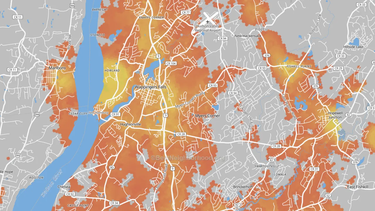Bike Grade map of Wappingers Falls, NY