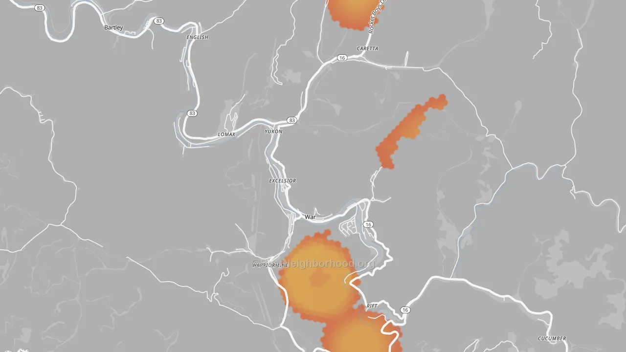 Bike Grade map of War, WV