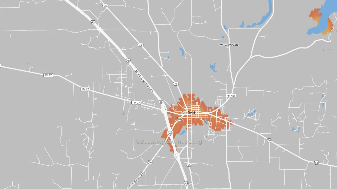Bike Grade map of Ward Prairie, TX