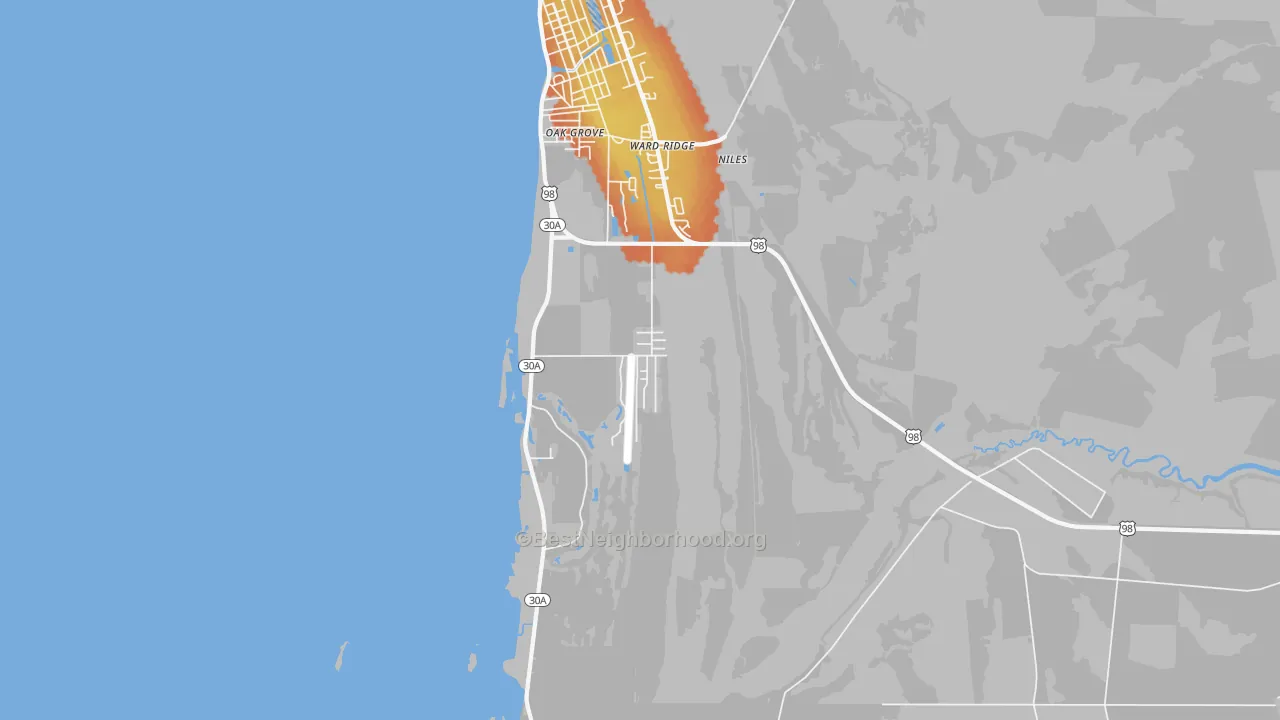 Bike Grade map of Ward Ridge, FL