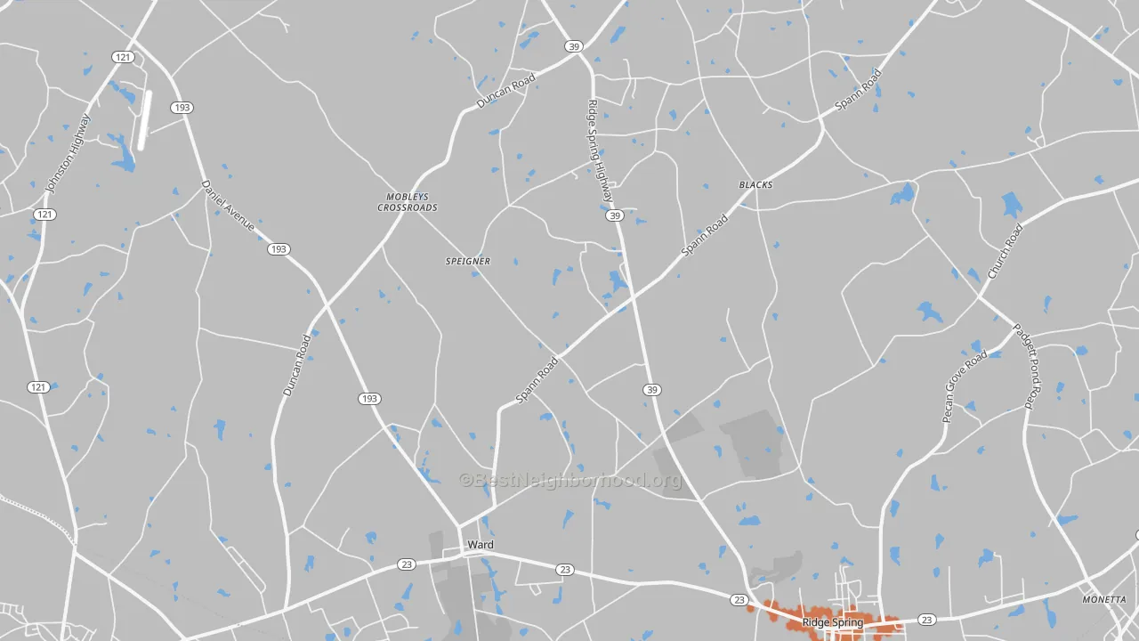 Bike Grade map of Ward, SC