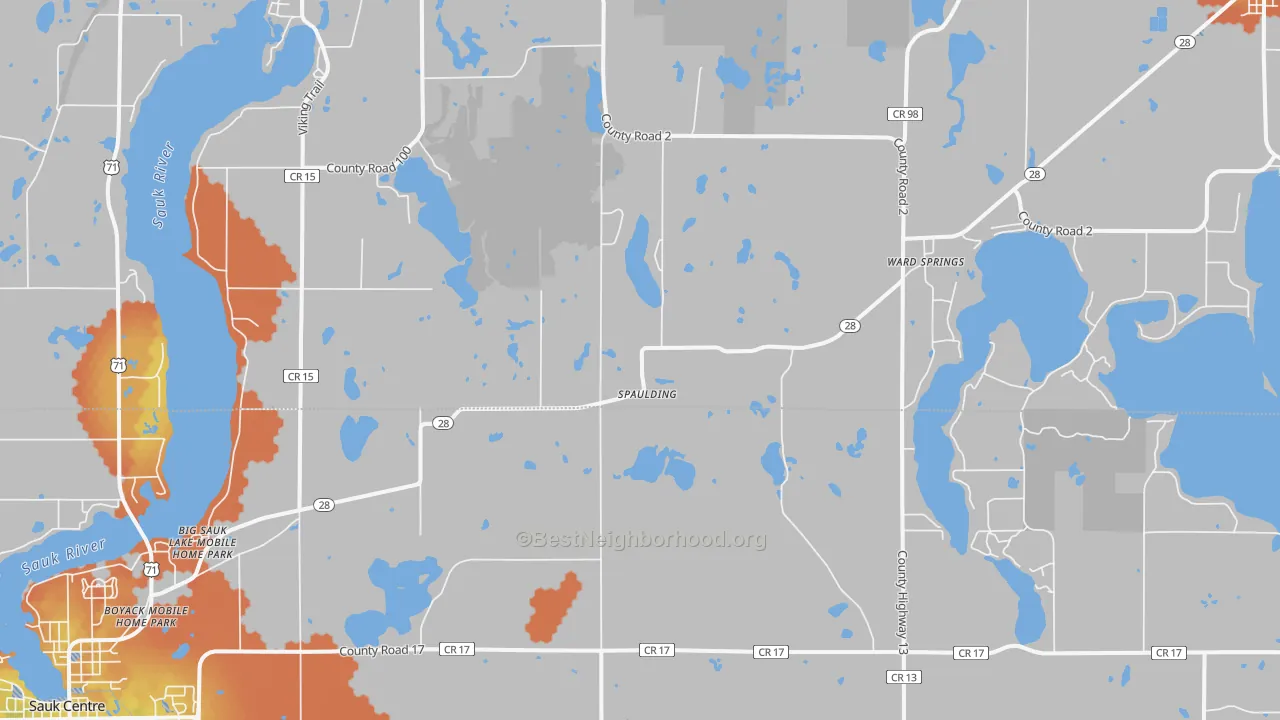 Bike Grade map of Ward Springs, MN
