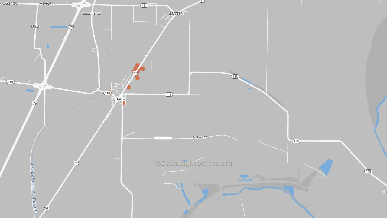Bike Grade map of Wardell, AR