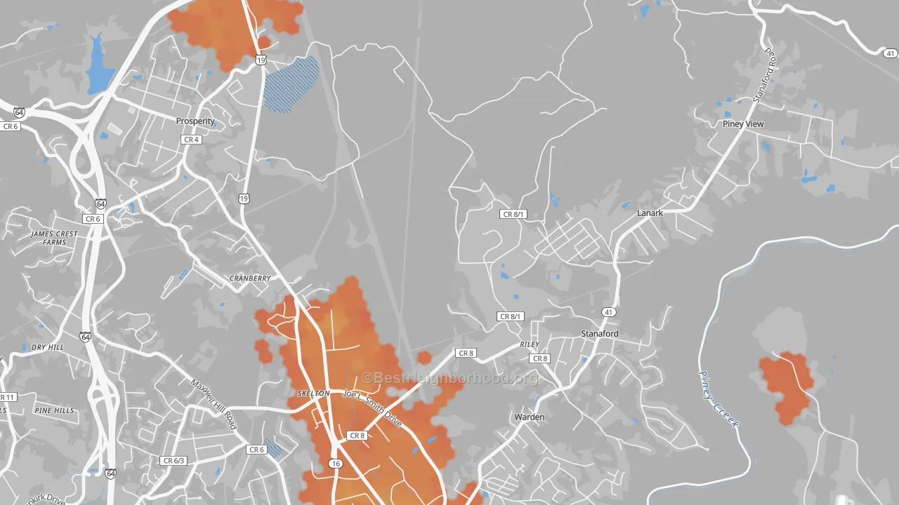 Bike Grade map of Warden, WV