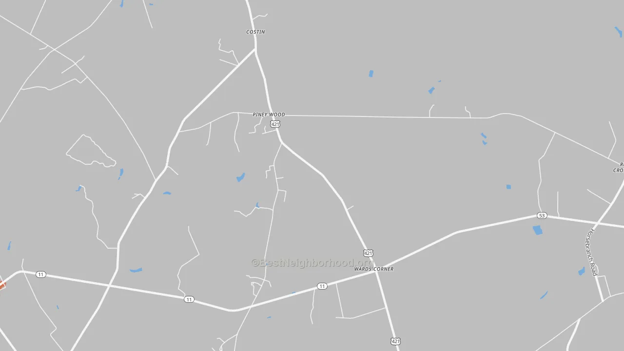 Bike Grade map of Wards Corner, NC