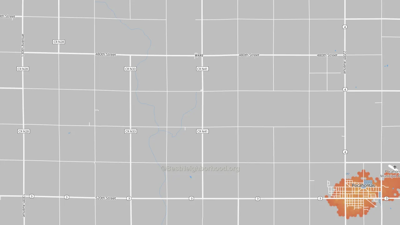 Bike Grade map of Ware, IA