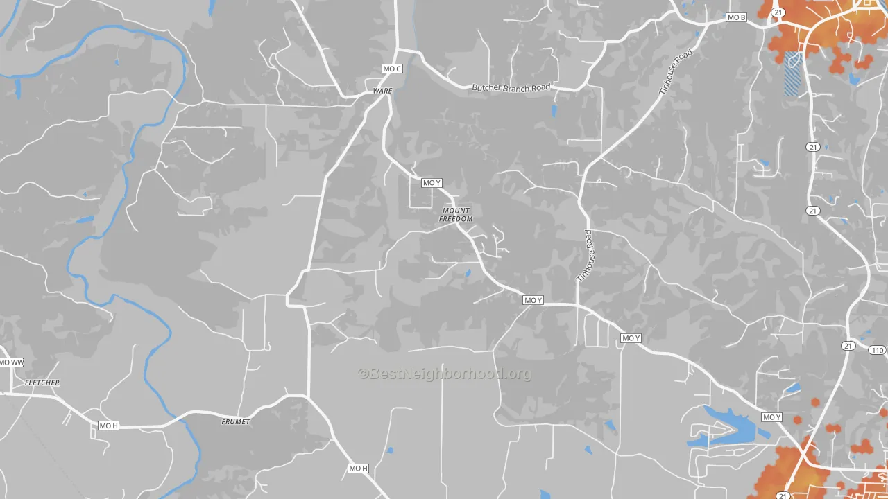 Bike Grade map of Ware, MO