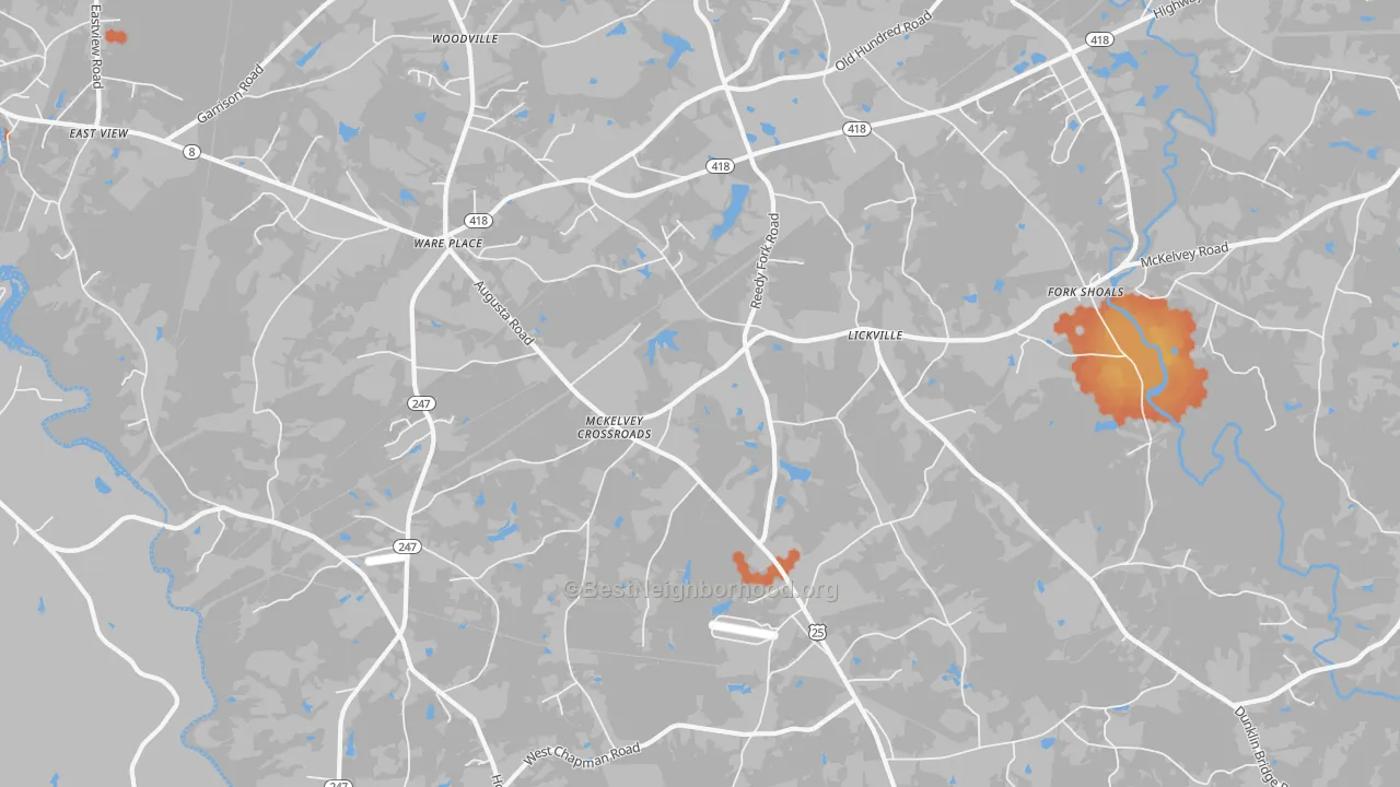 Bike Grade map of Ware Place, SC