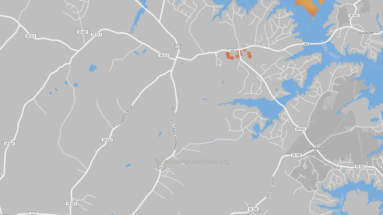 Bike Grade map of Wares Crossroads, VA