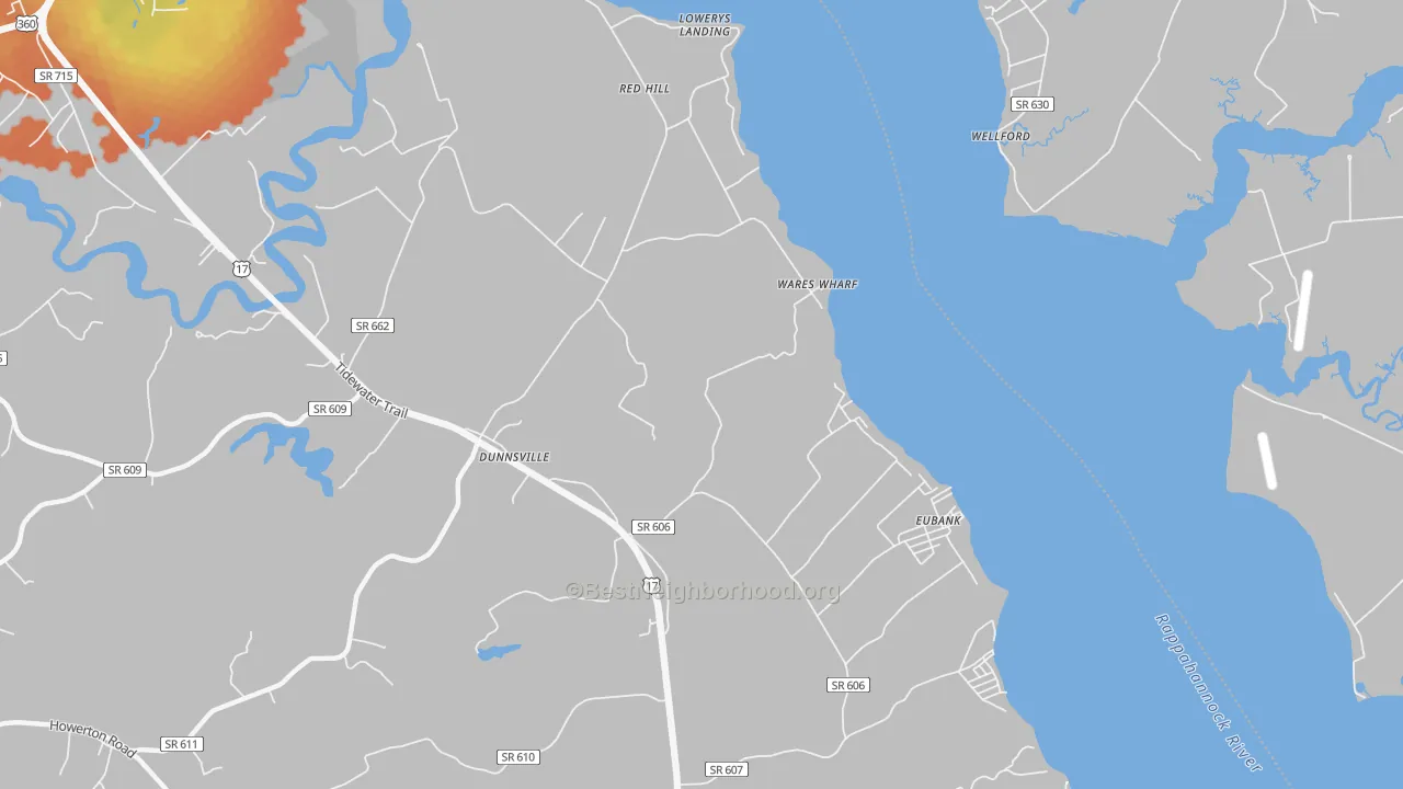Bike Grade map of Wares Wharf, VA