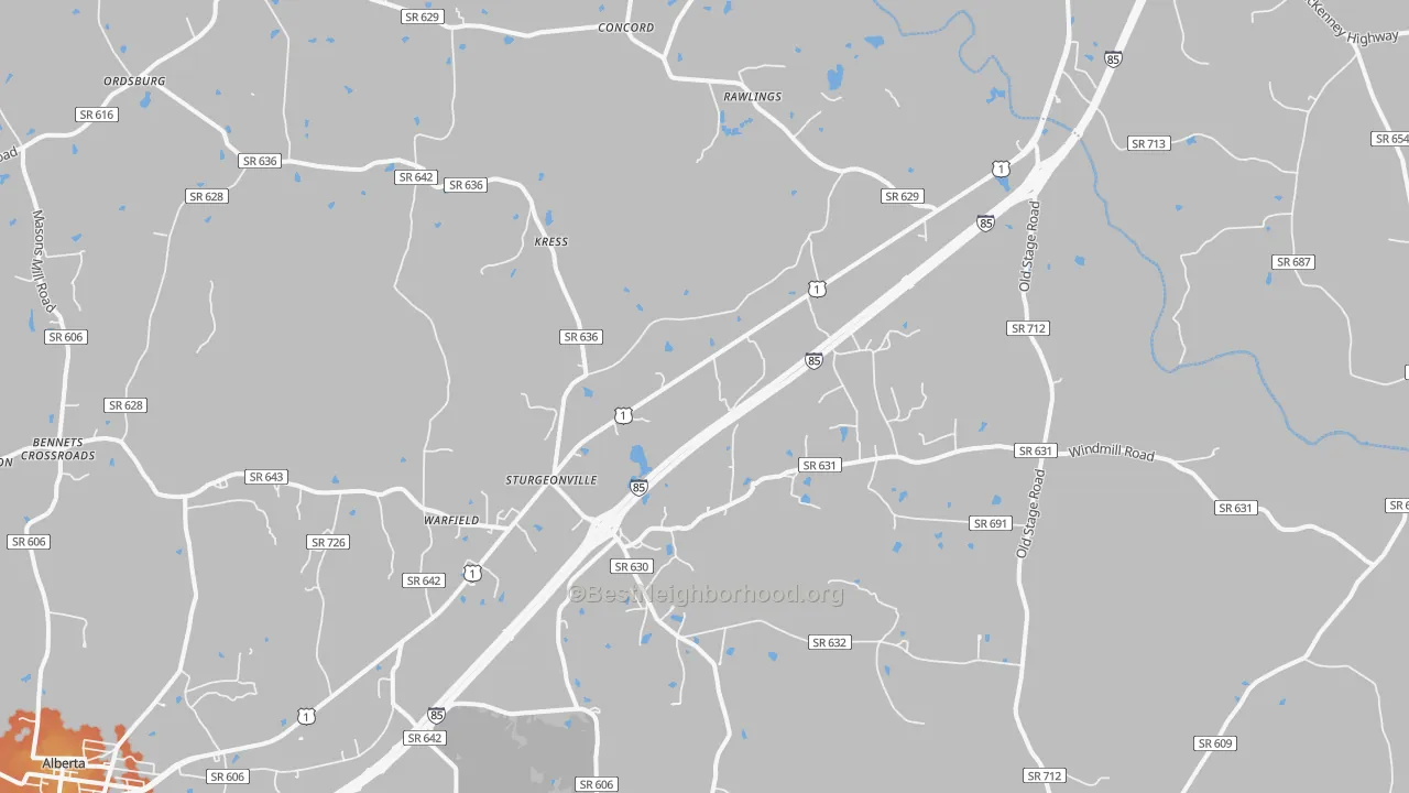 Bike Grade map of Warfield, VA