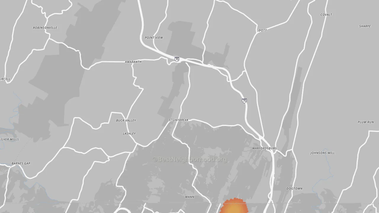 Bike Grade map of Warfordsburg, PA