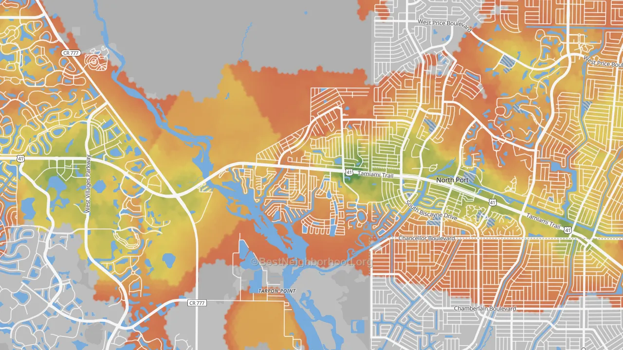 Bike Grade map of Warm Mineral Springs, FL